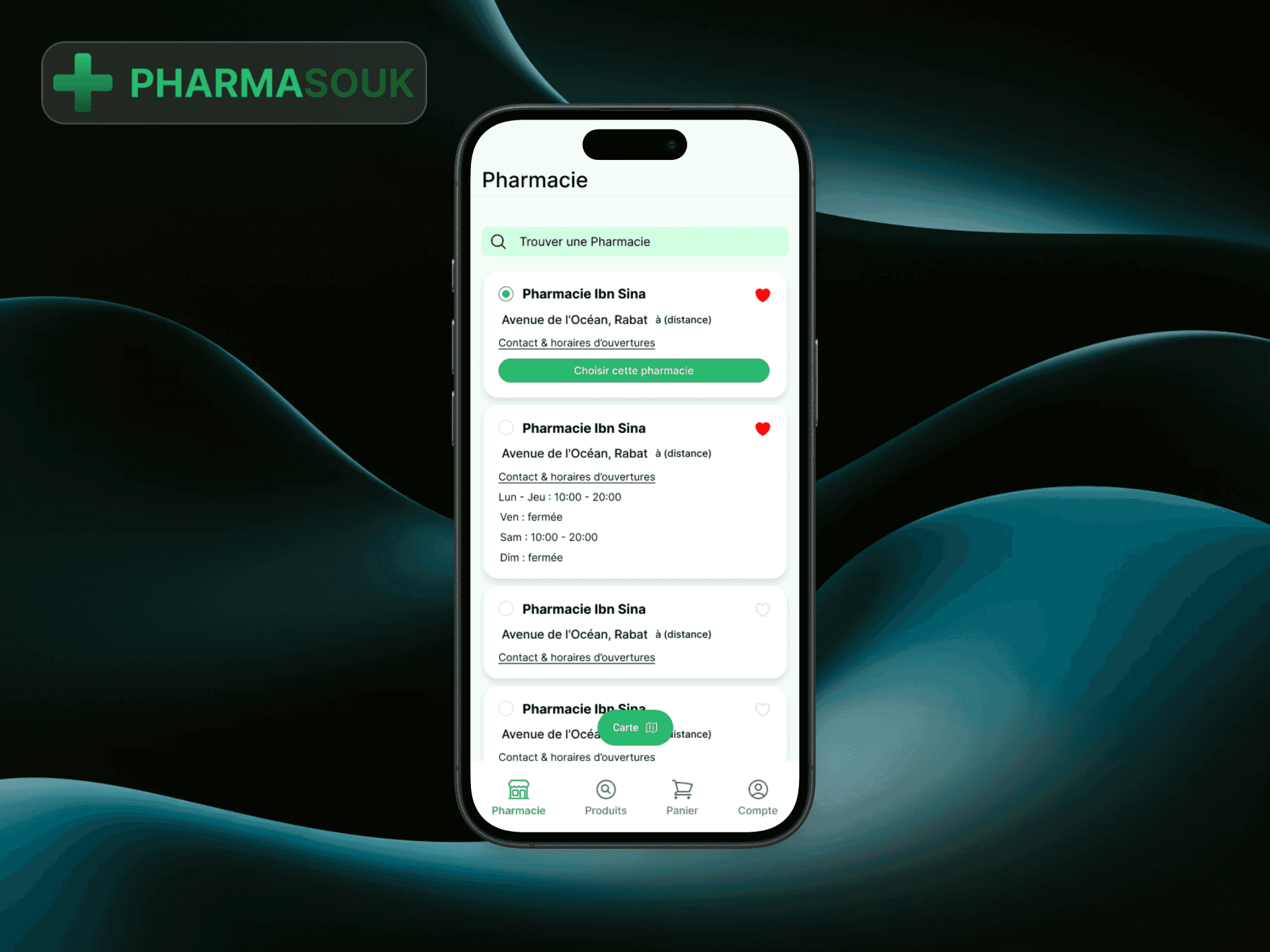 Liste des pharmacies et disponibilités